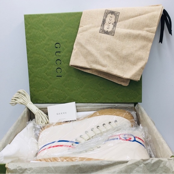 Gucci Interlocking G High Top Men’s Sneakers Myst White 703033 9ARZO 9097 - Picture 15 of 16